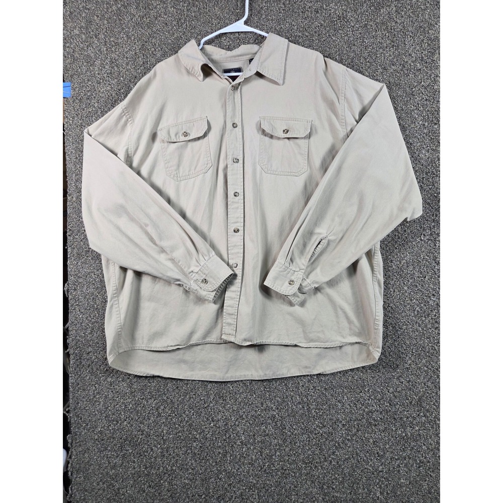 Wrangler Button Down Shirt Mens 3XL‎ Tan Excellent Western Work Wear Cotton 0299